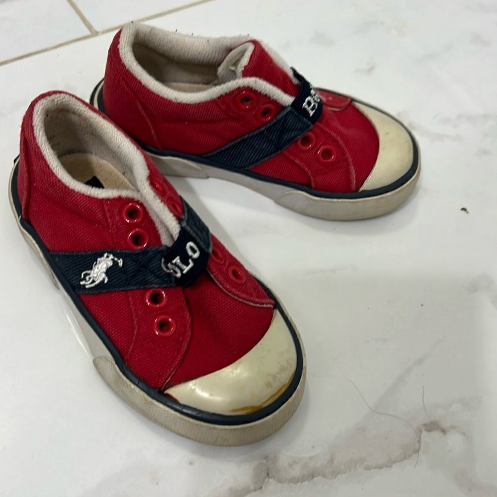 Red Polo Ralph Lauren Shoes - Toddler Boys Shoes - Slip On - Size 6